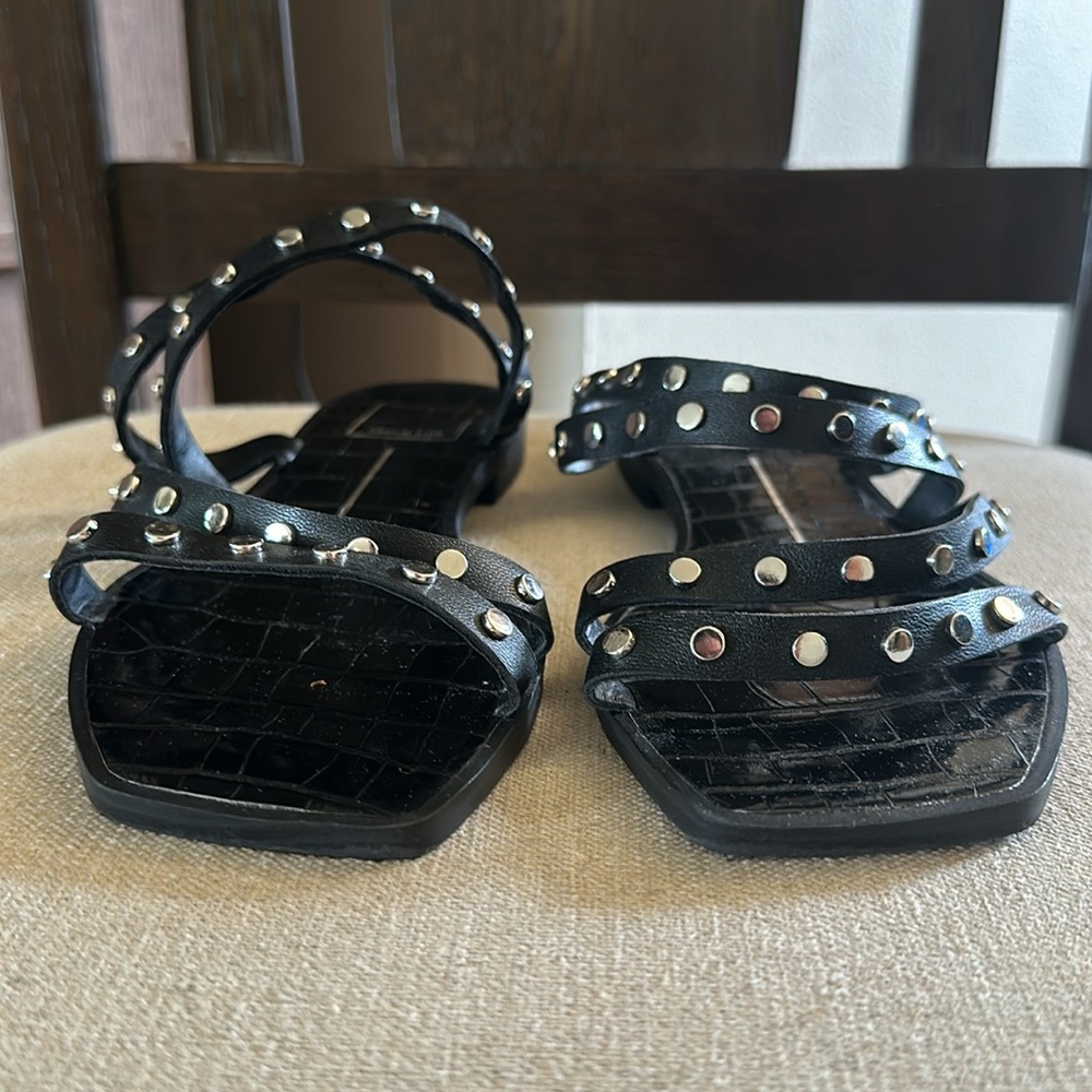 Dolce Vita Women’s Strappy Studded Slip On Sandals Flats Black Size 6W Wide - Picture 5 of 8